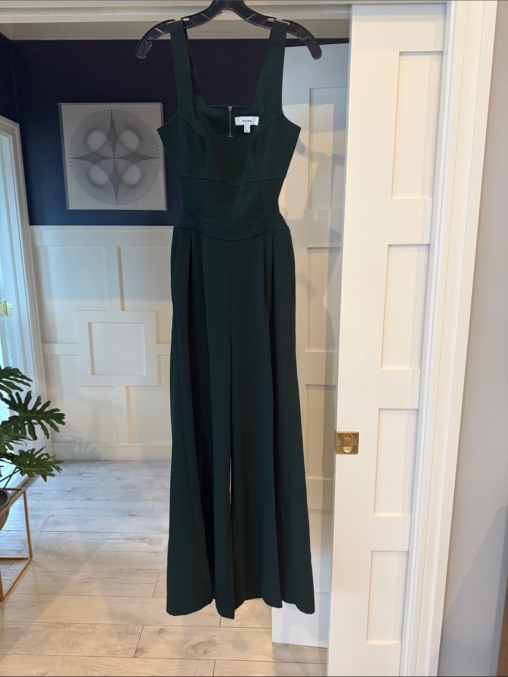 Reiss Dark Green Sleeveless Wide-Leg Jumpsuit